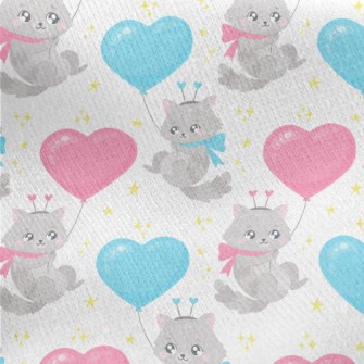 Love Balloon Cat Jersey Backed Fleece