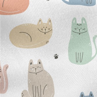 Colorful Tranquil Cat Jersey Backed Fleece