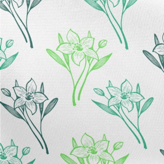 Hand Drawn Lily And Daffodil Pongee