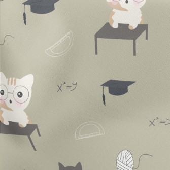 Cats Take Math Lessons Lightweight Cotton Poplin