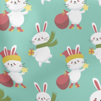 Merry Christmas Bunny Lightweight Cotton Poplin