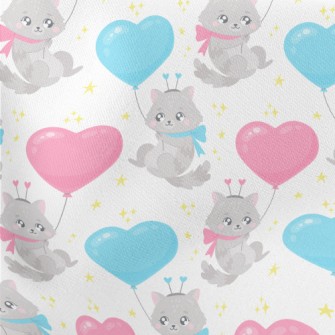 Love Balloon Cat Lightweight Cotton Poplin
