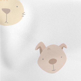 Silly Dog And Cat Lightweight Cotton Poplin