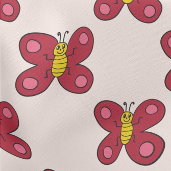 Red Butterfly Graffiti Lightweight Cotton Poplin