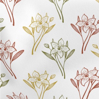 Colored Lilies And Daffodils Lightweight Cotton Poplin