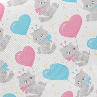 Love Balloon Cat Midweight Cotton Poplin