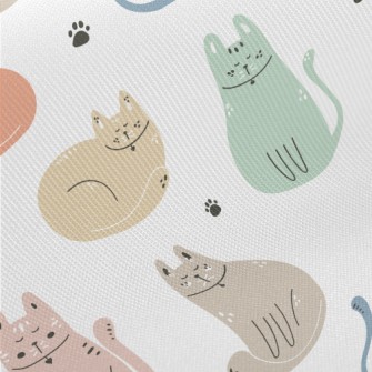 Colorful Tranquil Cat Midweight Cotton Poplin