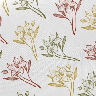 Colored Lilies And Daffodils Midweight Cotton Poplin