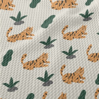 Tropical Leaves And Resting Ti Birdseye Piqué