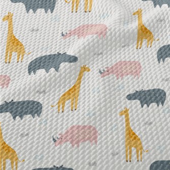Cute Color Block Animals Birdseye Piqué
