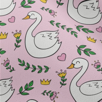 Elegant Swan And Crown Flowers Chiffon