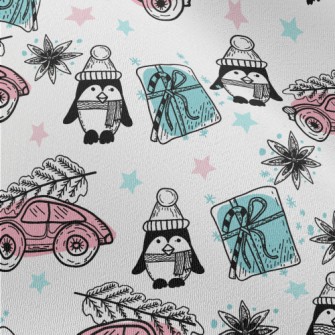 Christmas Penguin And Gift Car Chiffon