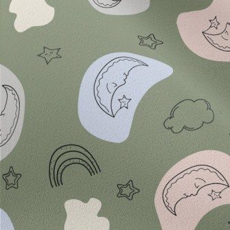 Doodle Moon And Stars Rainbow Chiffon