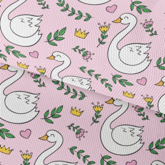 Elegant Swan And Crown Flowers Waterproof Oxford