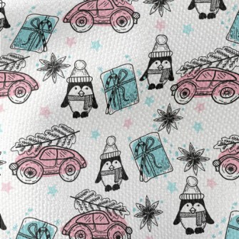 Christmas Penguin And Gift Car Waterproof Canvas