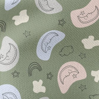 Doodle Moon And Stars Rainbow Waterproof Canvas