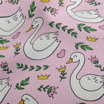 Elegant Swan And Crown Flowers Athletic Mesh Flat Back
