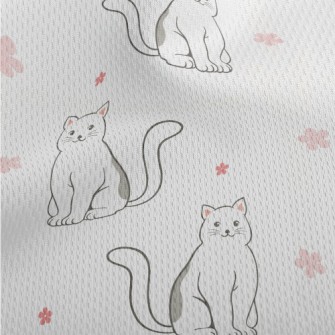 Black And White Cat And Flower Athletic Mesh Flat Back