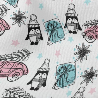 Christmas Penguin And Gift Car Terry