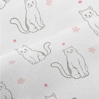 Black And White Cat And Flower Performance Linen