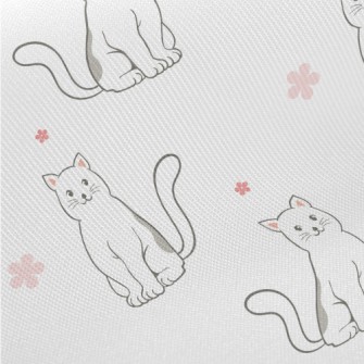 Black And White Cat And Flower Twill