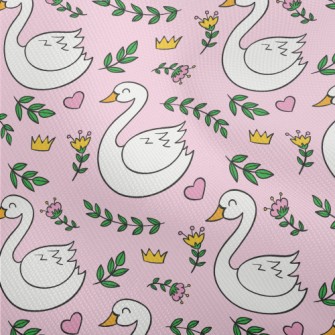 Elegant Swan And Crown Flowers Dobby
