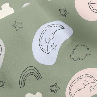 Doodle Moon And Stars Rainbow Micro Fleece
