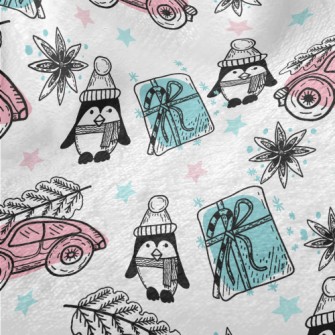 Christmas Penguin And Gift Car Minky