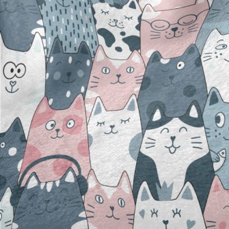 Funny Cute Cat And Fish Minky