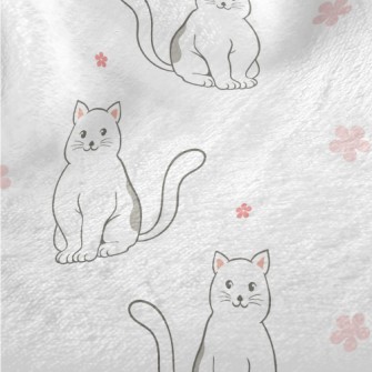 Black And White Cat And Flower Minky