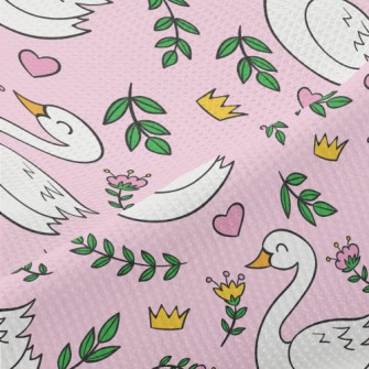 Elegant Swan And Crown Flowers Piqué