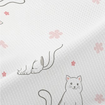 Black And White Cat And Flower Piqué