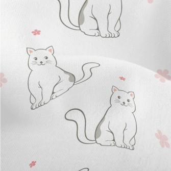 Black And White Cat And Flower Lightweight Performance Linen
