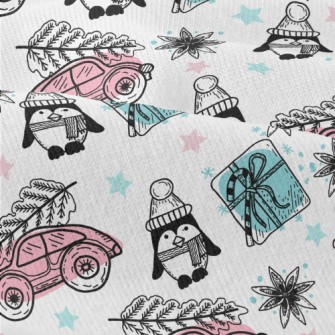 Christmas Penguin And Gift Car Modern Jersey