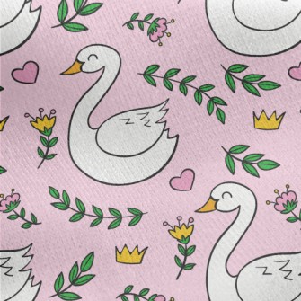 Elegant Swan And Crown Flowers Jersey Backed Fleece