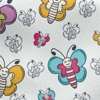 Smiling Colorful Butterfly Jersey Backed Fleece