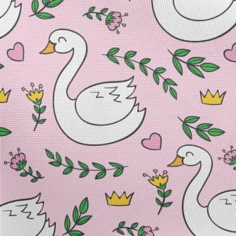 Elegant Swan And Crown Flowers Pongee