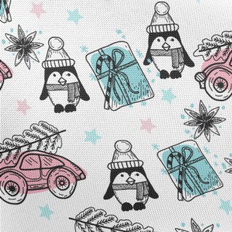 Christmas Penguin And Gift Car Pongee