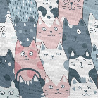 Funny Cute Cat And Fish Pongee