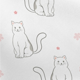 Black And White Cat And Flower Pongee
