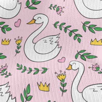 Elegant Swan And Crown Flowers Stretch Jersey