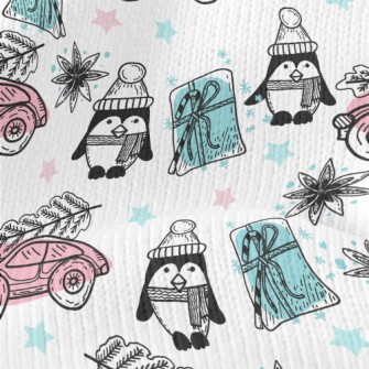 Christmas Penguin And Gift Car Stretch Jersey