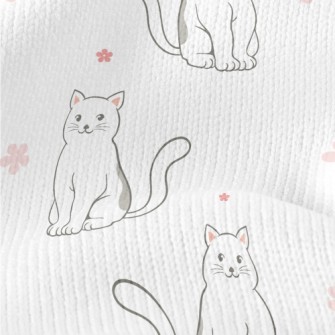 Black And White Cat And Flower Stretch Jersey