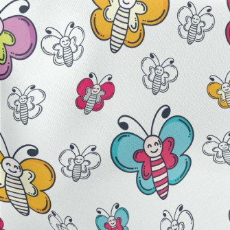 Smiling Colorful Butterfly Lightweight Cotton Poplin