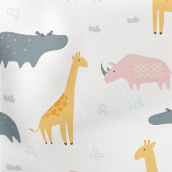 Cute Color Block Animals Lightweight Cotton Poplin