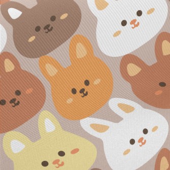 Cute Round-faced Rabbit With C Midweight Cotton Poplin