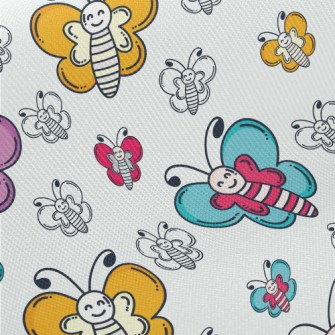 Smiling Colorful Butterfly Midweight Cotton Poplin