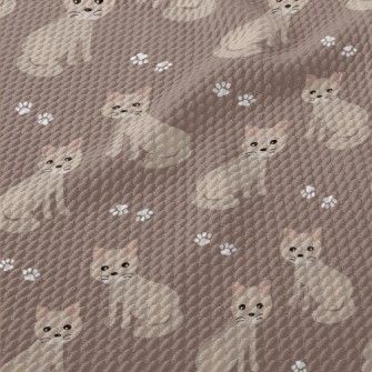 Cute Beige Kitten Birdseye Piqué