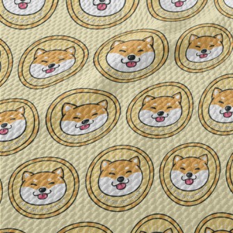 Coin-shaped Shiba Inu Birdseye Piqué