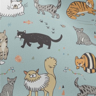 Childlike Hand-painted Cats Chiffon